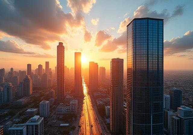 Cityscape representing emerging market growth